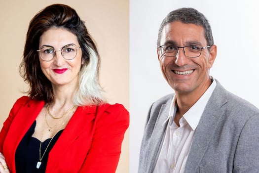 מימין: שימי בן ברוך, מנכ״ל טופ ויז׳ן מקבוצת טופ מערכות, צילום: אלעד ברמי; איה לחמי, מנכ״לית AL consultants, צילום: שרון לוין